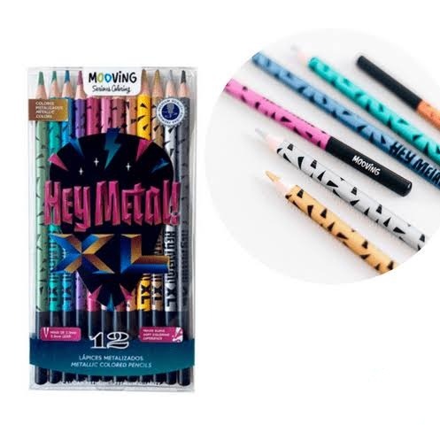 LAP.COLORES x12u.LARGOS METAL COLORING